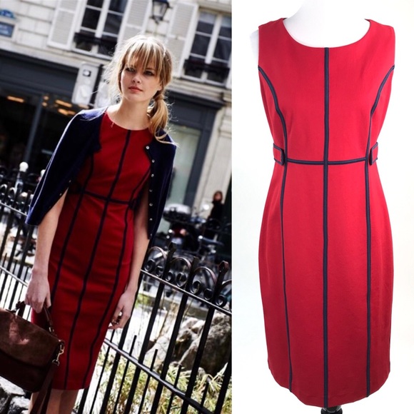 Boden Dresses & Skirts - Boden Holborn Sheath Red & Black Dress Size 12